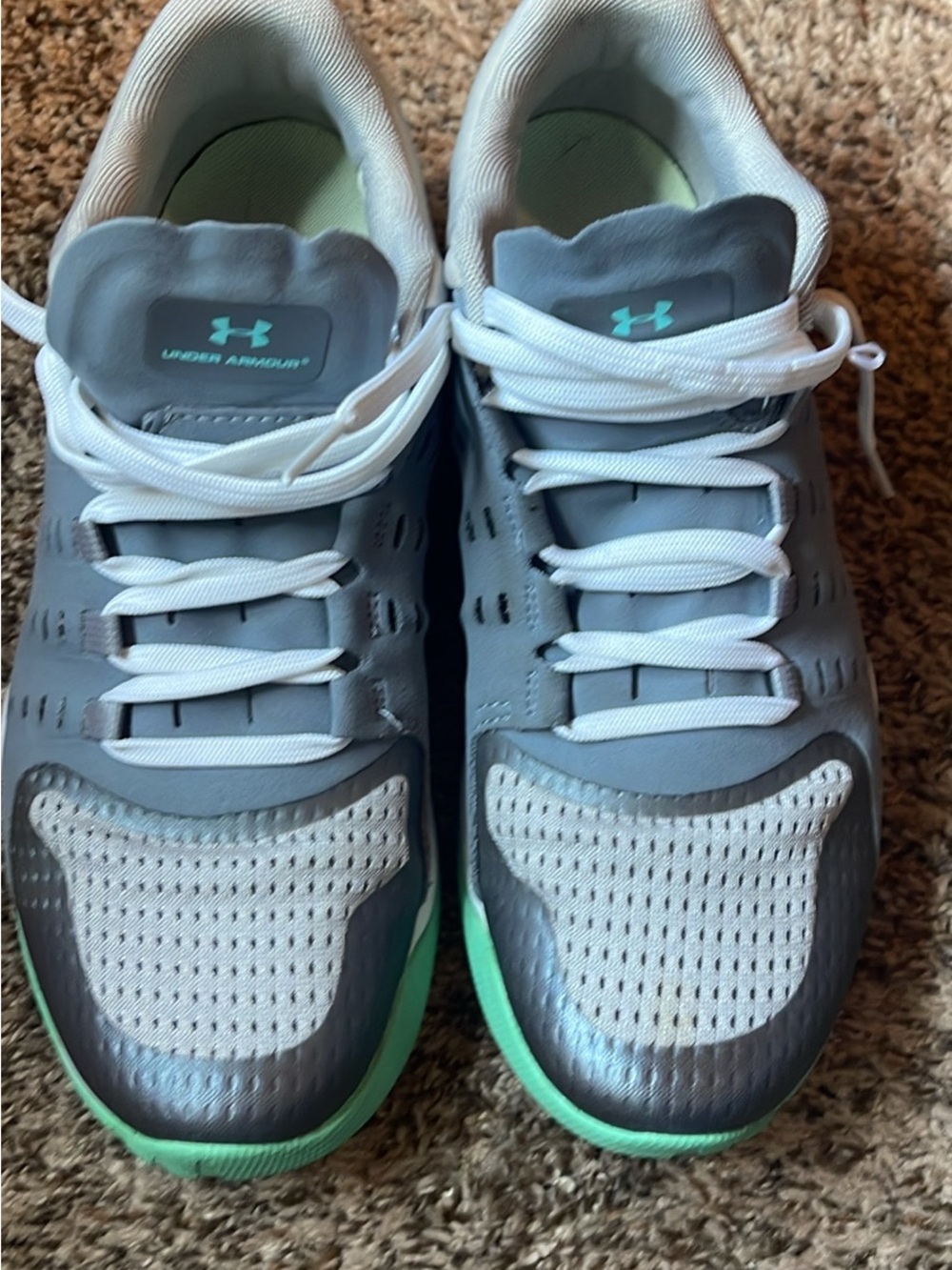 Under Armour Gray Sneakers with Mint Accents